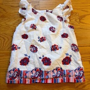 Janie and Jack red white and blue floral print ruffle top size 5